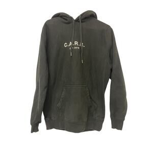 CARR Pullover Hoodie Sweatshirt Mens Size M Black Embroidered Fleece Long Sleeve